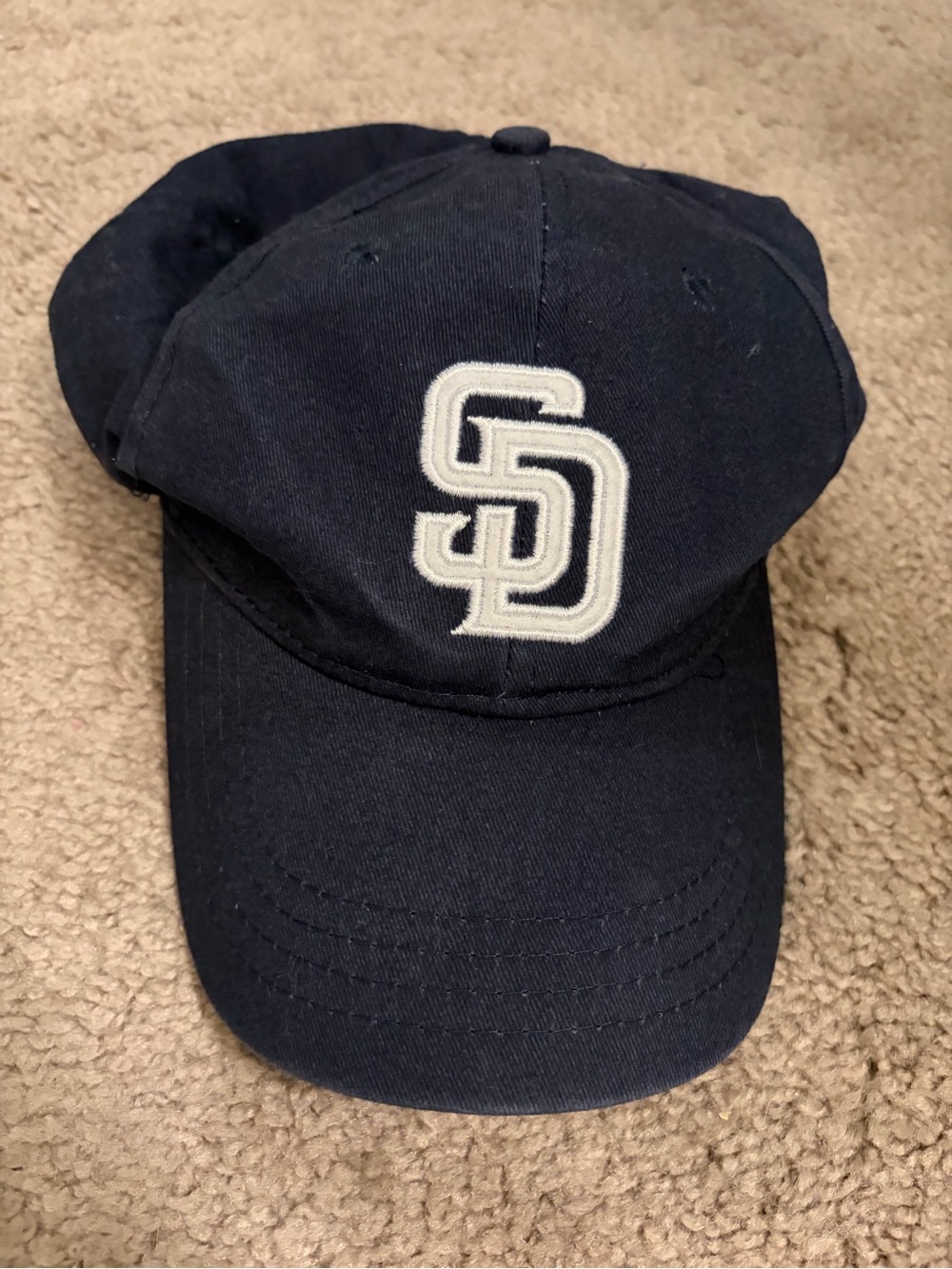 SD San Diego Padres Baseball Hat Cap Navy/Blue Velcro Vintage Giveaway